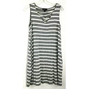 ALYX Pocket Shift Dress Sleeveless Rayon Blend Pull Over Sz:M Gray White Stripe